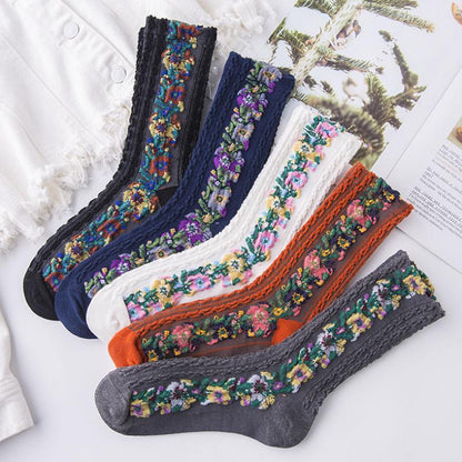 Retro Floral Comfort Socks & Bag Set