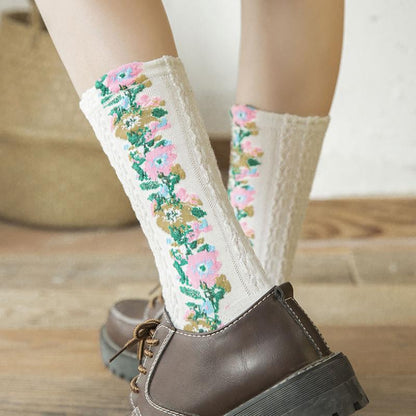 Retro Floral Comfort Socks & Bag Set