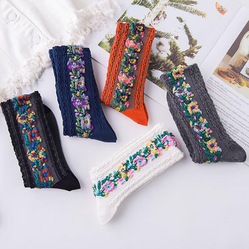 Retro Floral Comfort Socks & Bag Set